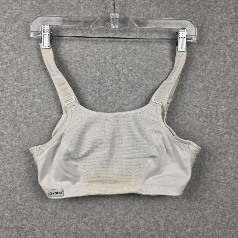 Glamorise Bra Womens‎ 36C White Sports Wireless Full Coverage Mesh Support